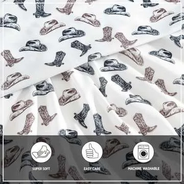 Wrangler - Sheet Set, Breathable & Wrinkle Resistant Bedding, Includes Matching Sham & Pillowcase, Yellowstone Inspired, Western Luxurious Bedding Set (Boots N Hats Black, Twin)