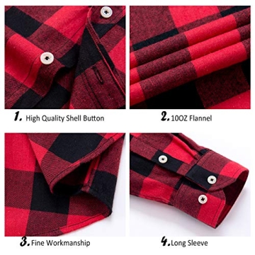 Men's Plaid Flannel Casual Shirts - Regular Fit, Long Sleeve