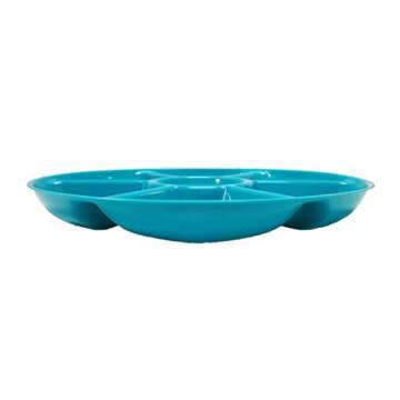 Set of 4 Assorted Colors Black Duck Chip N Dip Hard Plastic 11.5-Inch Round 7-Section Serving Trays!