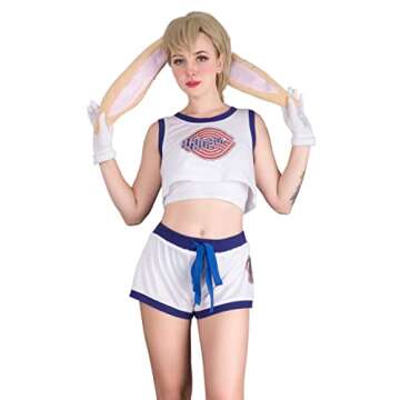 Cosplay.fm Women's Bunny Cosplay Costume Full outfit with Top Shorts Bunny Ears Tail Gloves