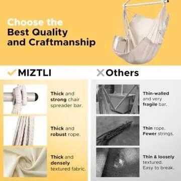 MIZTLI Hammock Chair XXL - Large Macrame Swing for Ultimate Relaxation