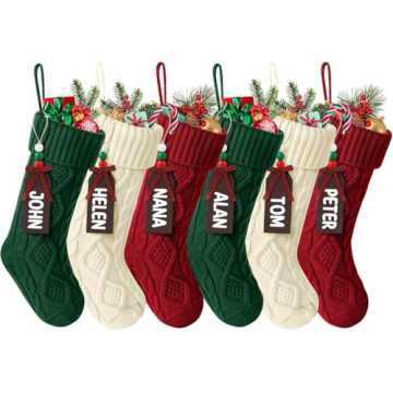 Hommtina Personalized Knitted Christmas Stockings 18"