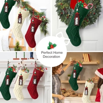 Hommtina Personalized Knitted Christmas Stockings 18"