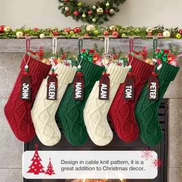 Hommtina Personalized Knitted Christmas Stockings 18"