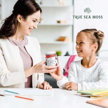 TrueSeaMoss Wildcrafted Irish Sea Moss Gel - Made with Dried Seaweed - Seamoss, Vegan-Friendly, Antioxidant Supports Digestion - Made in USA (Strawberry, Pack of 1)