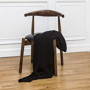 Cozy Black Cotton Cable Knit Throw Blanket for All Seasons