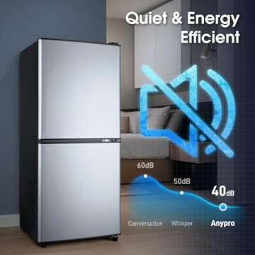 Anypro 4.0 Cu Ft Mini Fridge with Bottom Freezer for Small Spaces