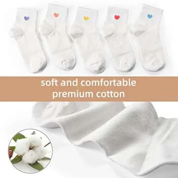 Corlap Women's Cotton Crew Athletic Running Socks - Ankle High, Fun Cute Novelty Heart Design (5-Pairs Gift Box)