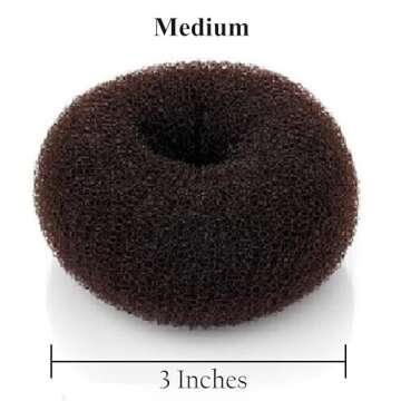 Beaute Galleria Hair Donut Bun Maker Ring Style Mesh Chignon Ballet Sock Bun (Medium, Brown)