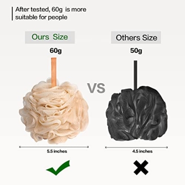 Fishent Bath Loofah Sponge – 3 Pack Exfoliating Body Scrubber