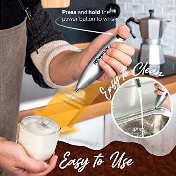 PowerLix Handheld Milk Frother - Battery Operated Foam Maker