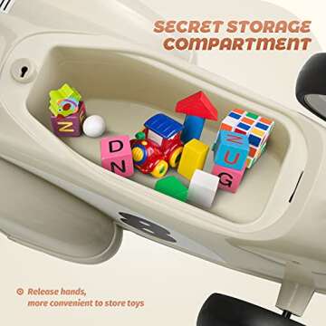 JOYLDIAS Kids Ride on Toys, Toddler Car Classic Train Style, Foot-to-Floor Sliding Car with Limited Steering Wheels, Secret Storage for Age 1.5-3 Years Old Children Boys and Girls, Beige