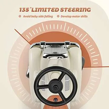 JOYLDIAS Kids Ride on Toys, Toddler Car Classic Train Style, Foot-to-Floor Sliding Car with Limited Steering Wheels, Secret Storage for Age 1.5-3 Years Old Children Boys and Girls, Beige