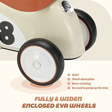 JOYLDIAS Kids Ride on Toys, Toddler Car Classic Train Style, Foot-to-Floor Sliding Car with Limited Steering Wheels, Secret Storage for Age 1.5-3 Years Old Children Boys and Girls, Beige