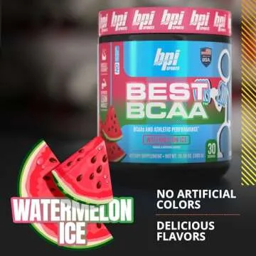BPI Sports Best BCAA - BCAA Powder Post Workout Sports Drink with Branched Chain Amino Acids for Hydration & Recovery, for Men & Women - Watermelon Ice - 30 Servings