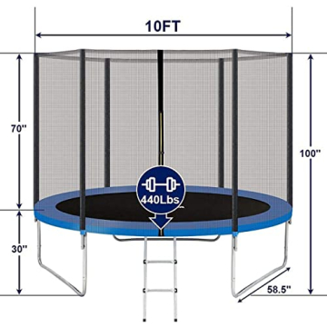 YAKEY Trampoline Outdoor Fun for All Ages 10FT 12FT 15FT