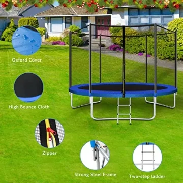 YAKEY Trampoline Outdoor Fun for All Ages 10FT 12FT 15FT