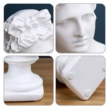 Beonueni 12 Inch Classic Greek Pythian Apollo Bust Statue Gypsum Statue Replica Sculpture Figurine Home Decor Resin Crafts for Sketch Practice Artist (White)