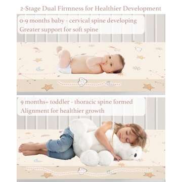 Dual Sided Mini Crib Mattress 38x24 with Washable Cover