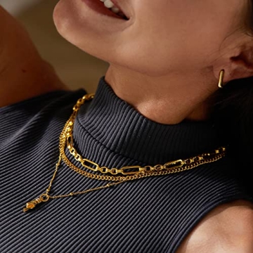 FRUMOS 18K Gold Plated Dainty Choker Layering Necklace