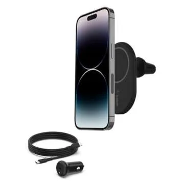Belkin MagSafe-Compatible Magnetic Wireless Car Charger 10W - BoostCharge Pro Wireless Charger, Magnetic Car Vent Phone Mount for iPhone 16, iPhone 15, 14, & 13 Series, Power Supply Included - Black