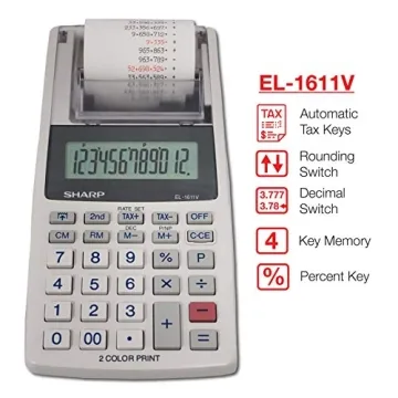 Portable Sharp EL-1611V Printing Calculator with Large Display