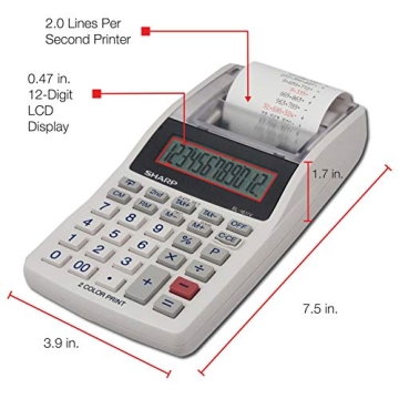 Portable Sharp EL-1611V Printing Calculator with Large Display