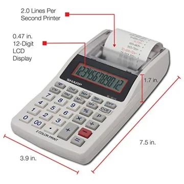 Portable Sharp EL-1611V Printing Calculator with Large Display