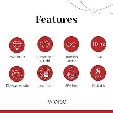 PARNOO Highball Glasses - Tall 10 oz. Cocktail Glasses for Cold Beverages - High Ball Glasses Set for Parties, Weddings, Birthdays, & Anniversaries - Dishwasher-Friendly Water Glasses Set of 8