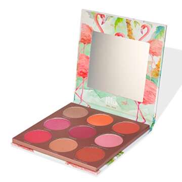'Flamingoals' Blush Palette - 9 Shades of Reds and Pinks For All Skin Tones. Vegan And Clean Skin Care.