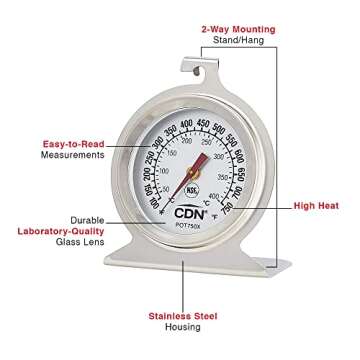 CDN High Heat Oven Thermometer - Precision Cooking Made Easy