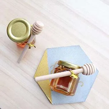 Adabocute 20 Pack Mini Honey Jars - Elegant Glass Honey Pot With Honey Dipper, Gold Lid, Bee Pendants and Jutes - Perfect For Baby Shower Favors, Wedding Favors