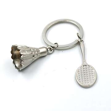MXXGMYJ Battledore Badminton Ball Pendant Keyrings - Sporty Keychain Gift for All