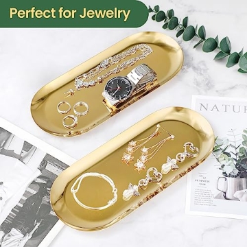 Elegant 2PACK Gold Decorative Tray for Home Organization