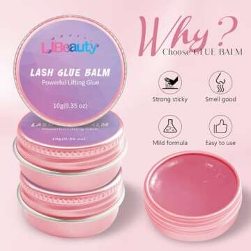 Libeauty Lash Lift Glue Balm & Lash Lift Liquid Glue*2pcs Eyelash Lift Adhesive Strong Sticky Fruit Flavor Eyelash & Eyebrow Perm Glue Balm Brow Lamination Gel