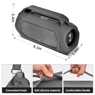 Silicone Protective Case for JBL Charge 5 with Shoulder Strap and Top Handle- Waterproof, Durable Co...