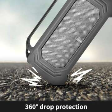 Silicone Protective Case for JBL Charge 5 with Shoulder Strap and Top Handle- Waterproof, Durable Cover for JBL Charge 5 Portable Bluetooth Speaker, Accessory for Outdoor Use (Grey)