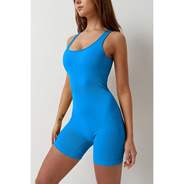 QINSEN Women's Open Back Gym Romper for Workouts