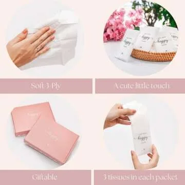 Elegant Wedding Tissue Packs for Happy Tears - 60 Count