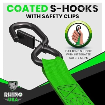 Rhino USA Retractable Ratchet Tie Down Straps 10ft 1209lb