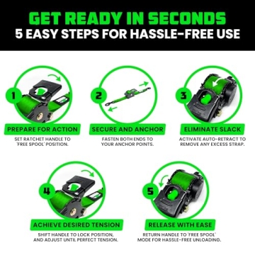 Rhino USA Retractable Ratchet Tie Down Straps 10ft 1209lb