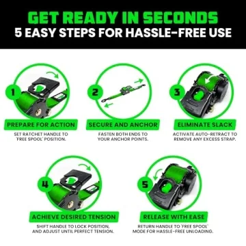 Rhino USA Retractable Ratchet Tie Down Straps 10ft 1209lb