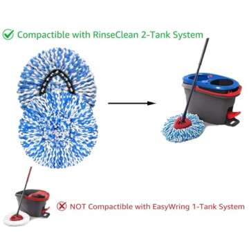 4 Pack Microfiber Mop Heads for O Cedar Spin Mop Refill