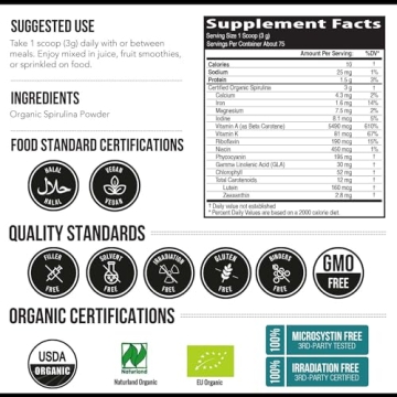 Organic Spirulina Powder – Best Nutrient Density Superfood