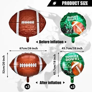 Football Balloons Set for Game Day and Birthday Parties