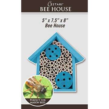 Mason Bee Houses and Supplies : Hand Made Bamboo Tube Bee Hotel for Solitary Bees - Attract More Gentle Pollinating Bees to Your Garden with a Safe Bee Home Made from FSC Certified Wood