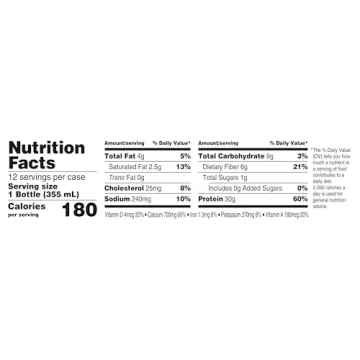 Oikos Chocolate Protein Shake - 30g High Protein, Shelf Stable, 12 Count