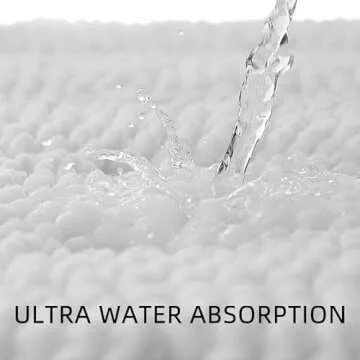 TENGTENGLINK Bath Mats for Bathroom,Thick Soft Chenille Floor Mats,Non Slip Shower Mats Ultra Water Absorbent Doormat (Pure White, 16" x 24")