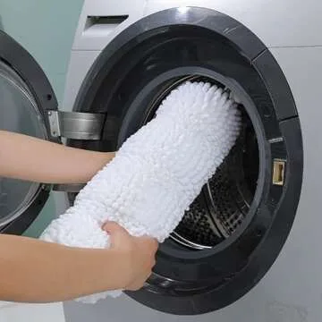 TENGTENGLINK Bath Mats for Bathroom,Thick Soft Chenille Floor Mats,Non Slip Shower Mats Ultra Water Absorbent Doormat (Pure White, 16" x 24")