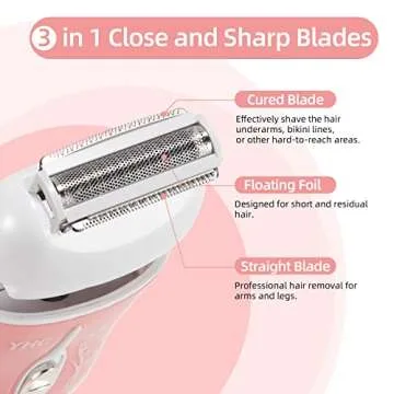 YHC Electric Razors for Women - Cordless Lady Shaver for Leg, Underarm, Bikini Hair Removal - USB Rechargeable.